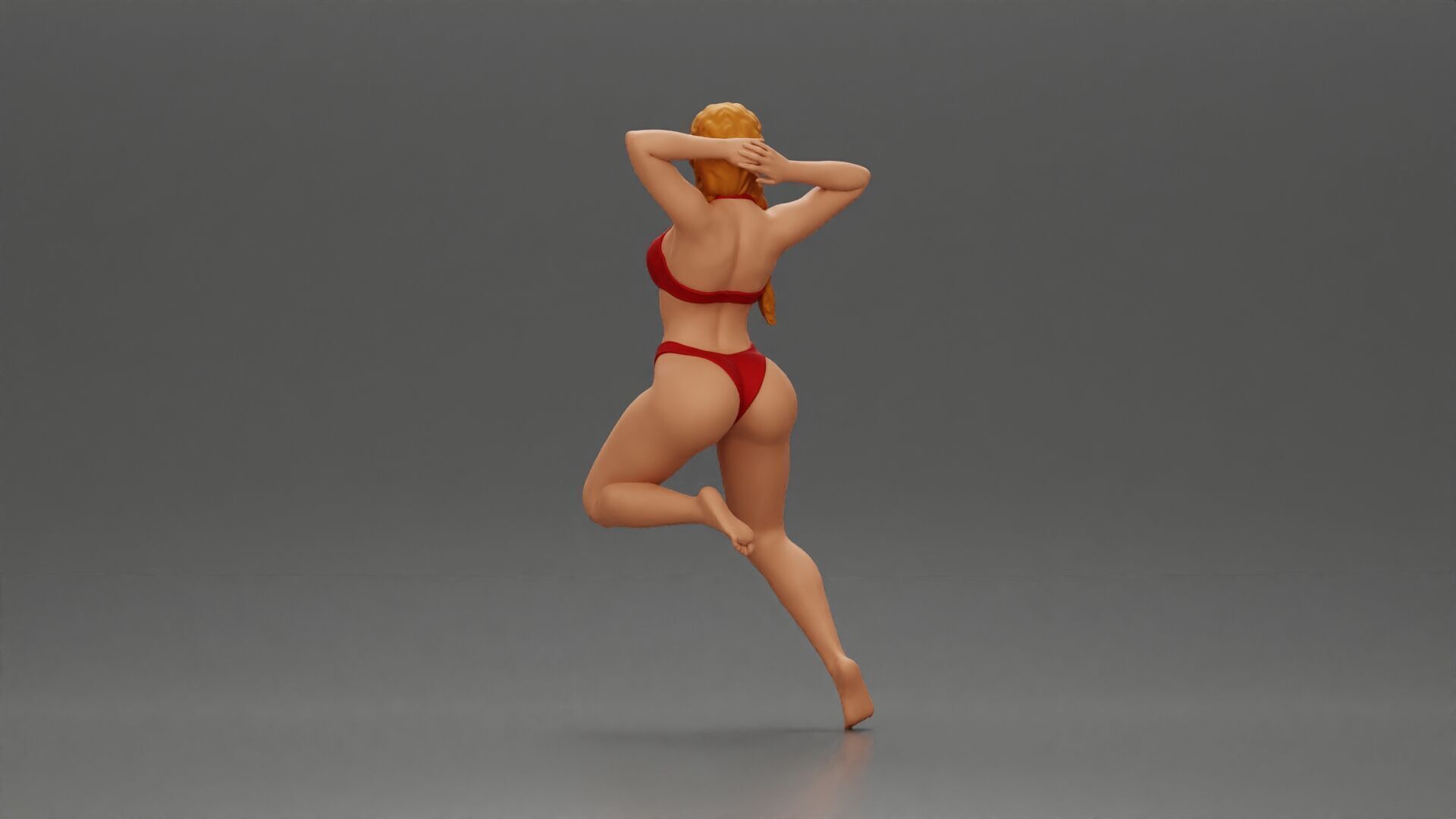 Elegant pose in red bikini showcasing and playful charm 3D print model_3