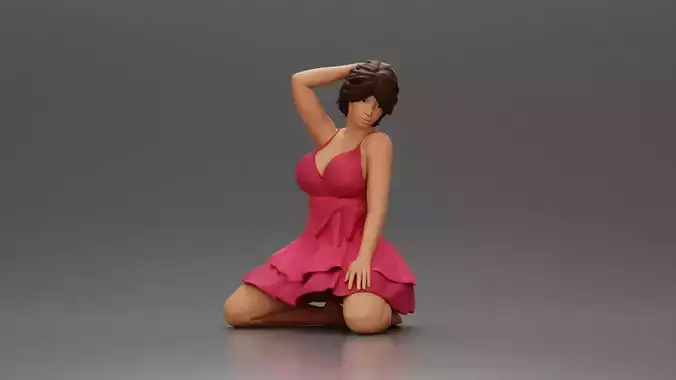 Graceful Pose in Pink Dress Radiating Elegance and Confidence