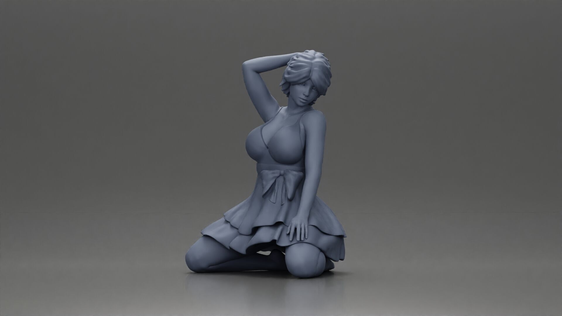 Graceful Pose in Pink Dress Radiating Elegance and Confidence 3D print model_6