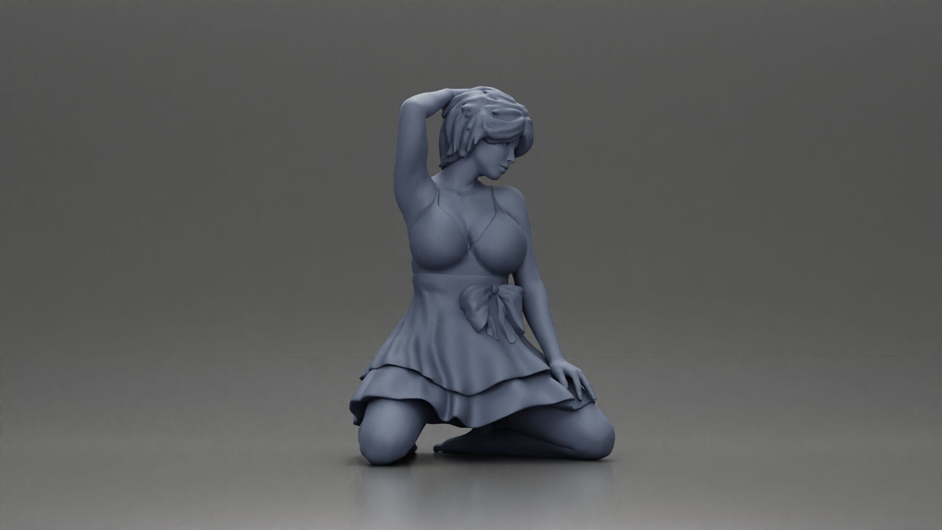 Graceful Pose in Pink Dress Radiating Elegance and Confidence 3D print model_7