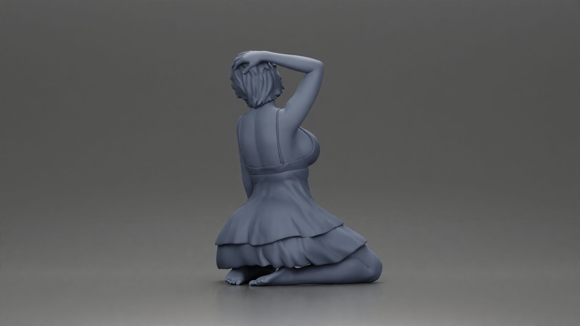 Graceful Pose in Pink Dress Radiating Elegance and Confidence 3D print model_9