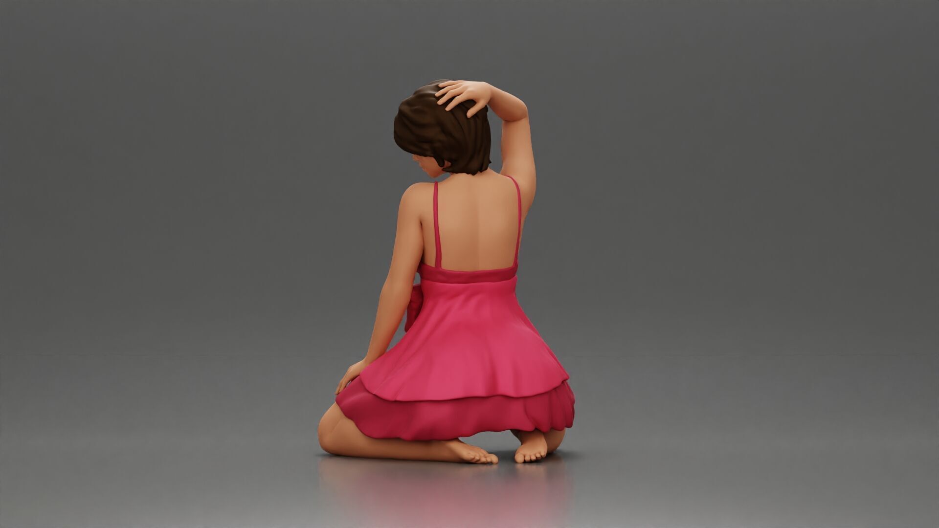 Graceful Pose in Pink Dress Radiating Elegance and Confidence 3D print model_4