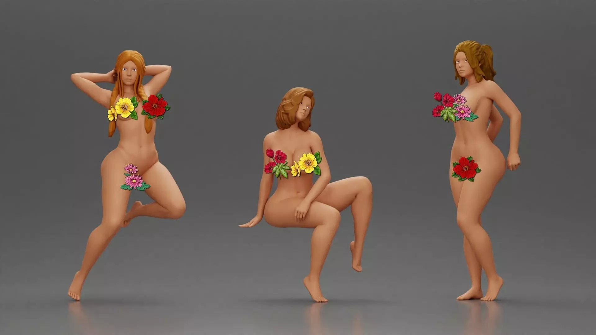 3 Naked gilrs 3D print model_0