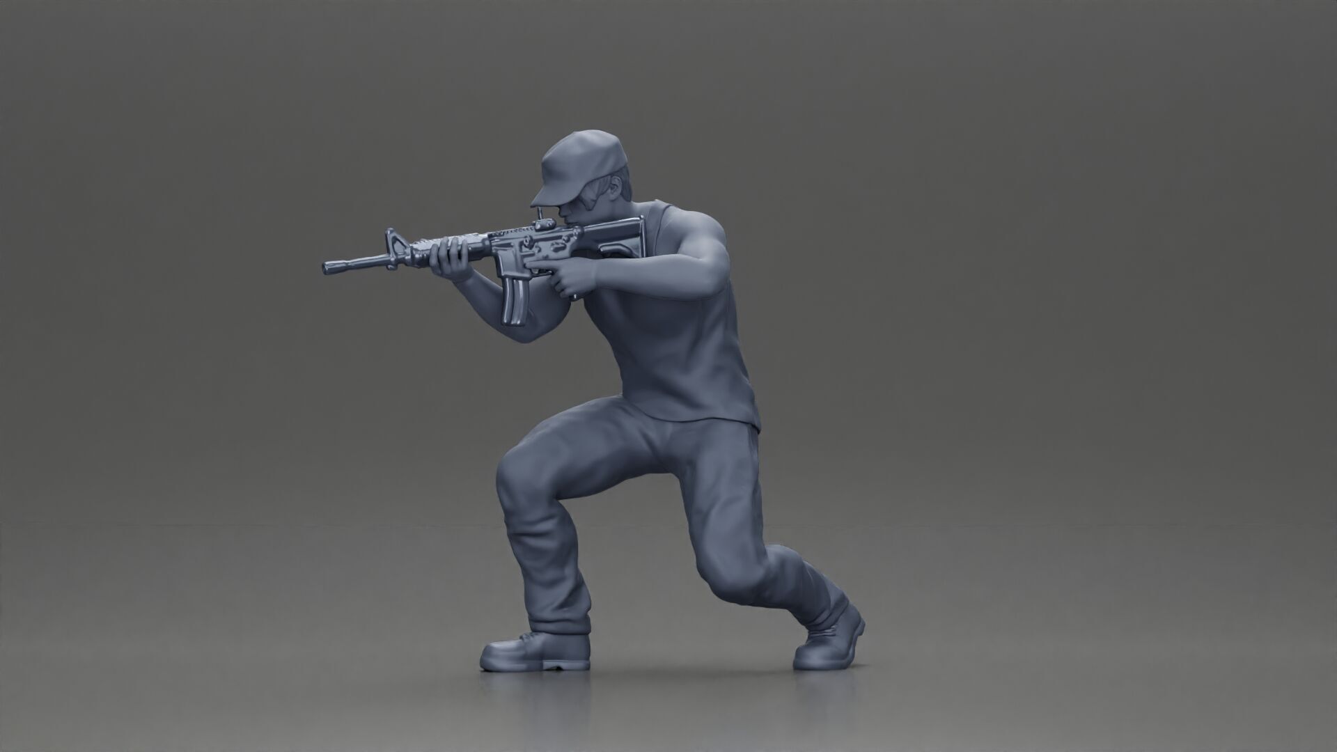 Armed Man Takes Defensive Stance During High-Stakes Tactical 3D print model_6