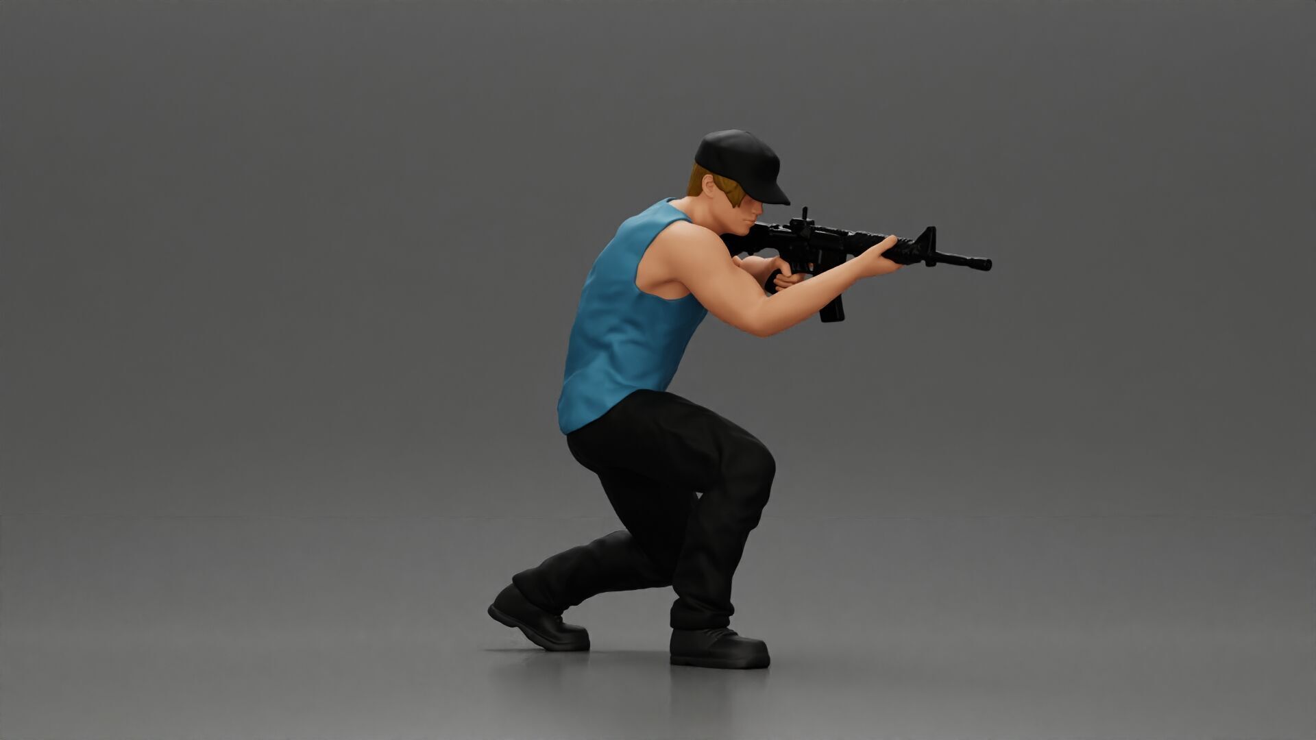 Armed Man Takes Defensive Stance During High-Stakes Tactical 3D print model_2