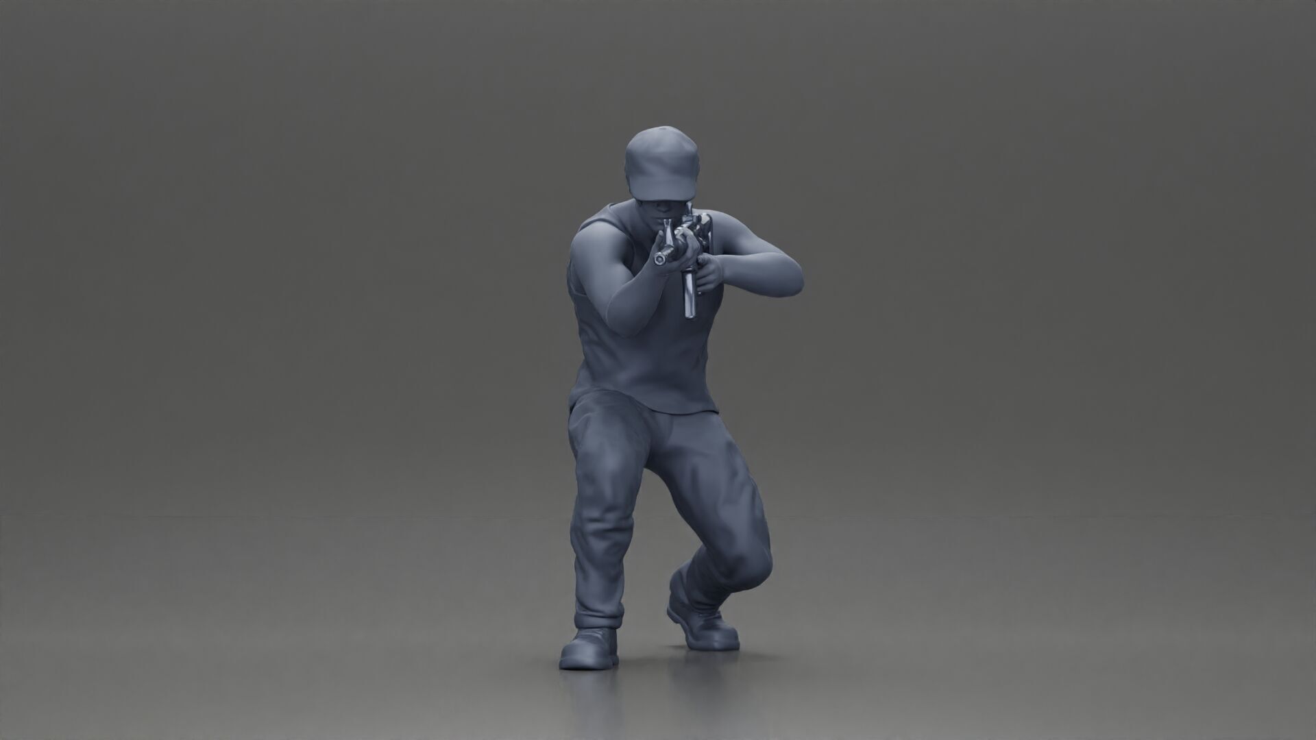 Armed Man Takes Defensive Stance During High-Stakes Tactical 3D print model_7