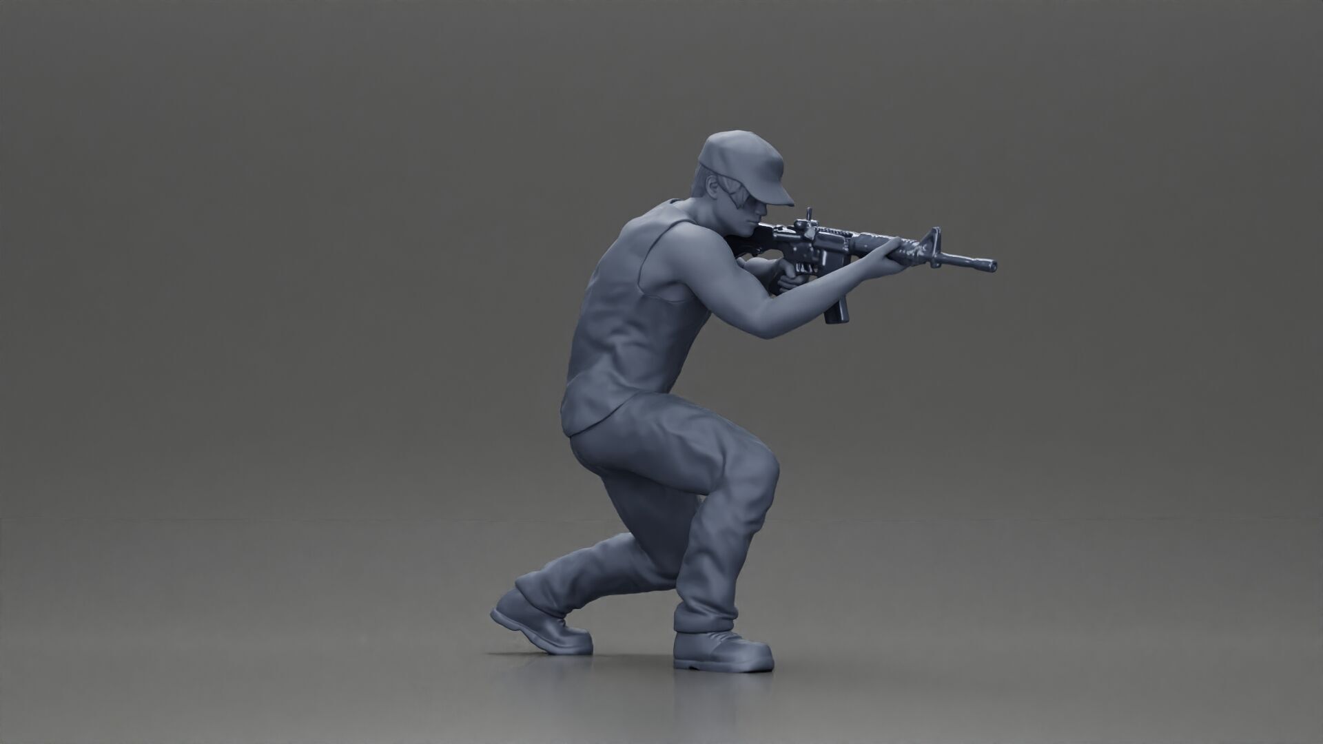 Armed Man Takes Defensive Stance During High-Stakes Tactical 3D print model_8