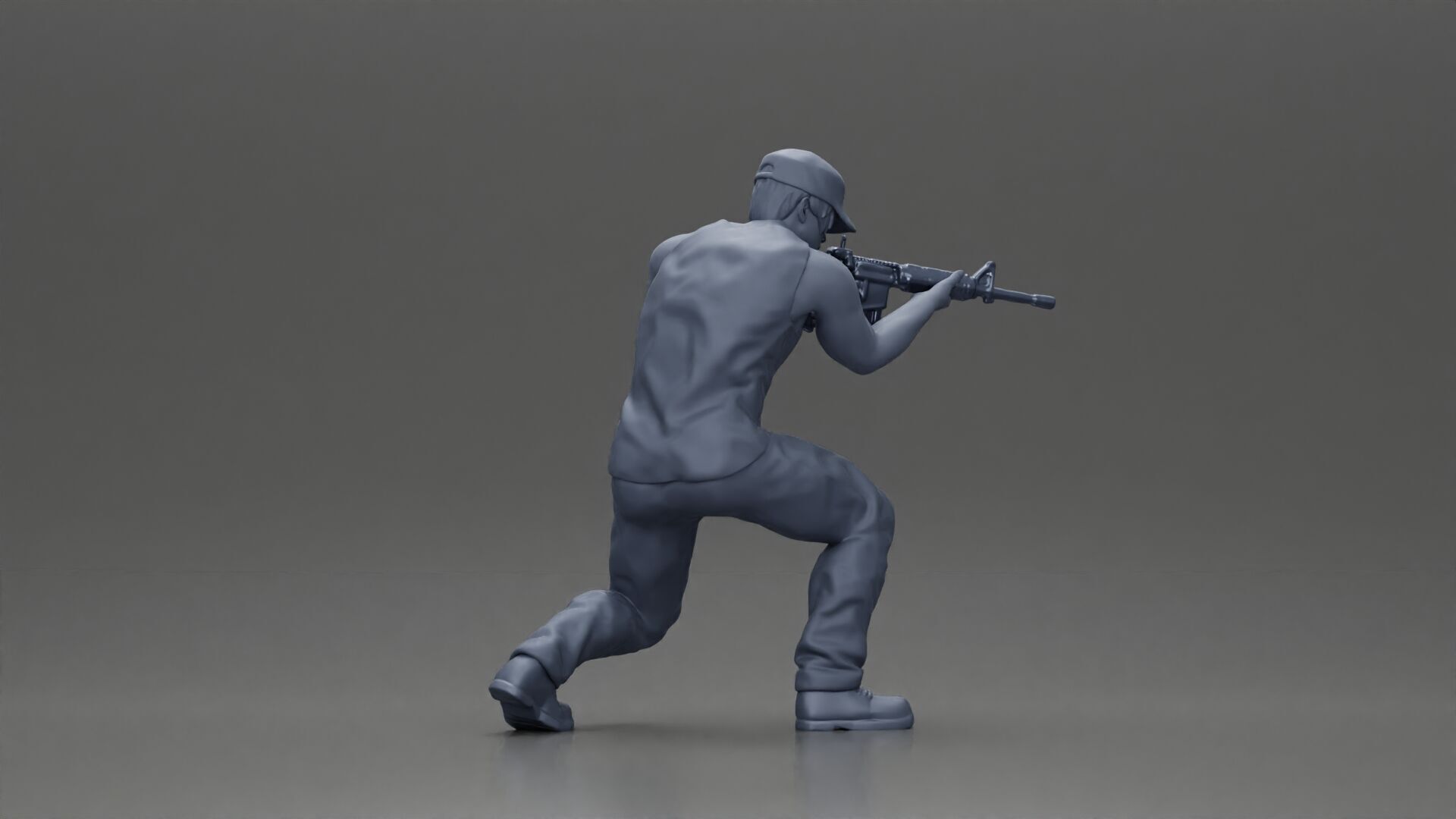 Armed Man Takes Defensive Stance During High-Stakes Tactical 3D print model_9
