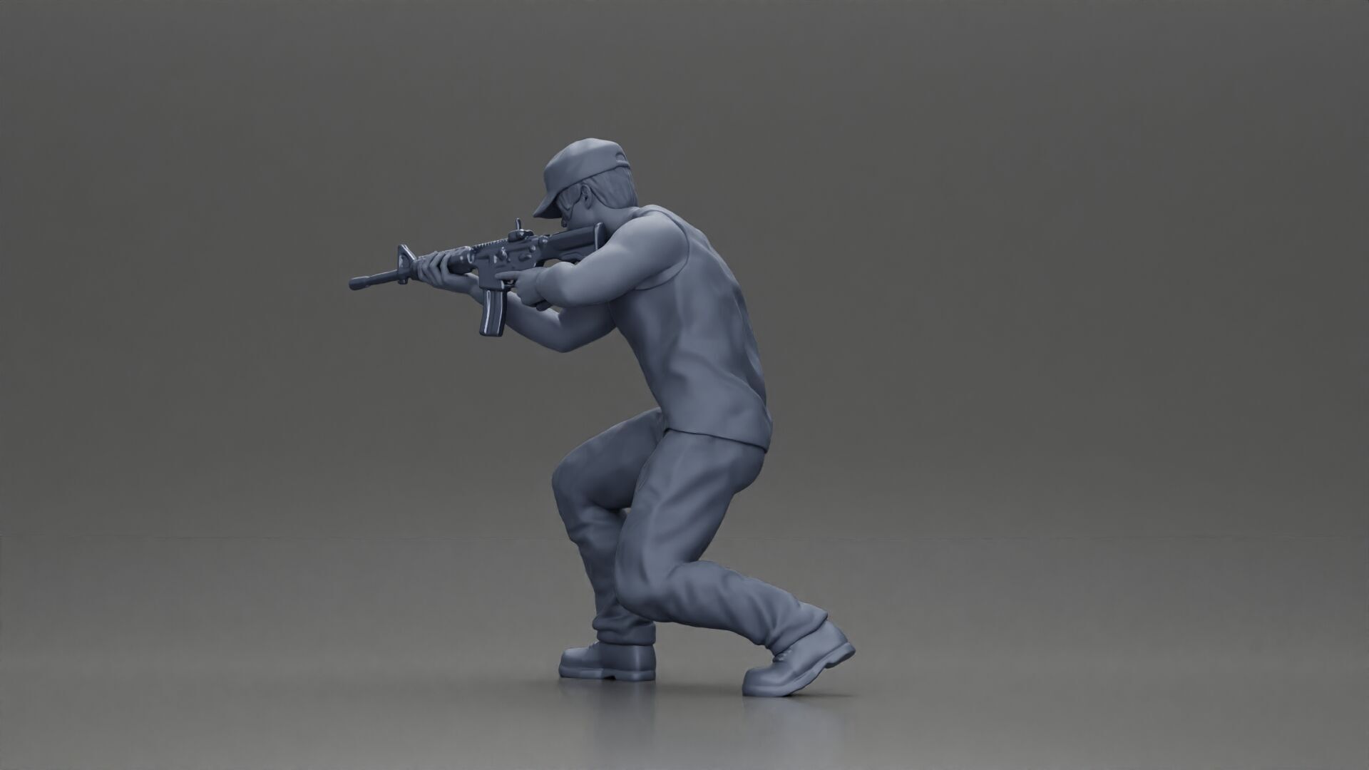 Armed Man Takes Defensive Stance During High-Stakes Tactical 3D print model_11