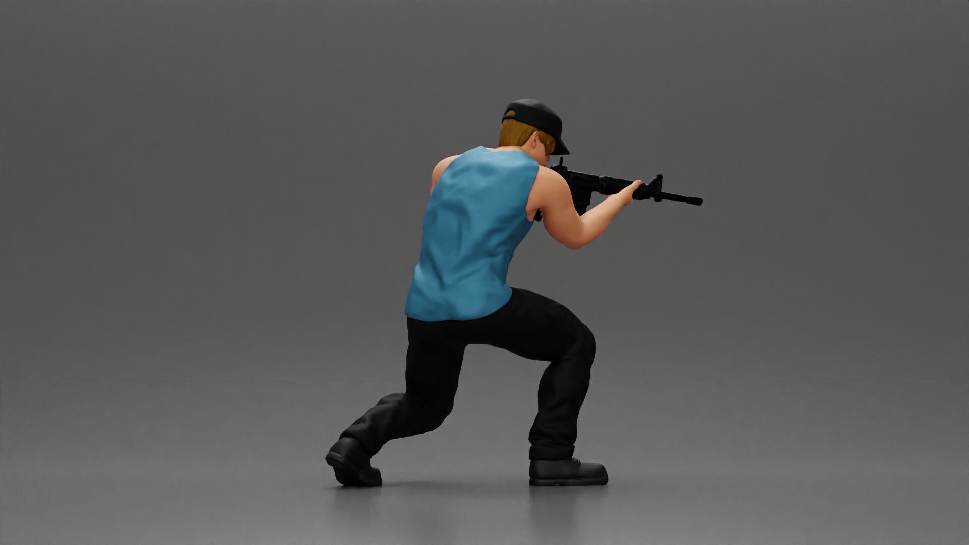 Armed Man Takes Defensive Stance During High-Stakes Tactical 3D print model_3
