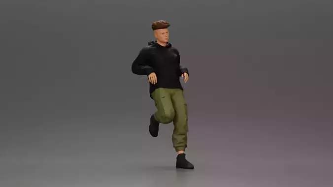Man in Black Hoodie Casually Leaning Against a Stylish Car 3D print model
