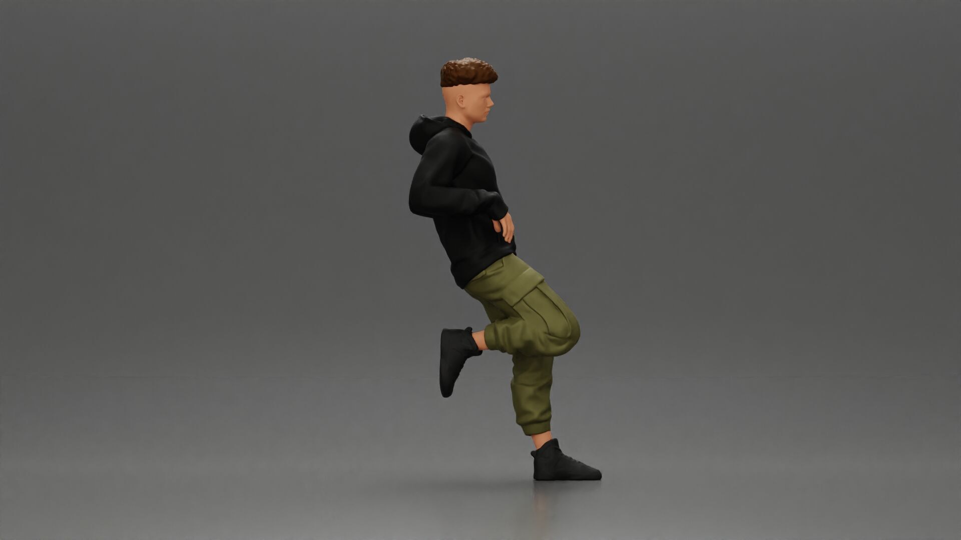 Man in Black Hoodie Casually Leaning Against a Stylish Car 3D print model_1