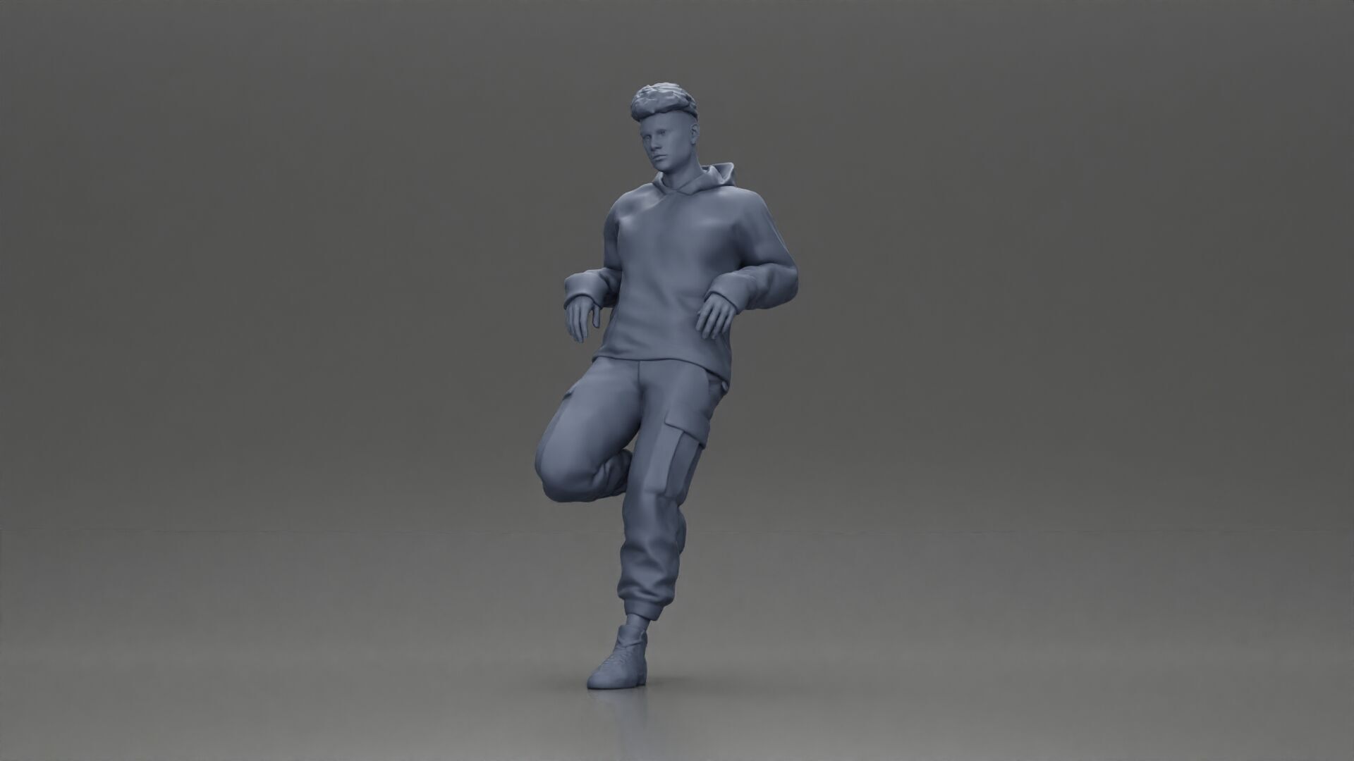 Man in Black Hoodie Casually Leaning Against a Stylish Car 3D print model_11