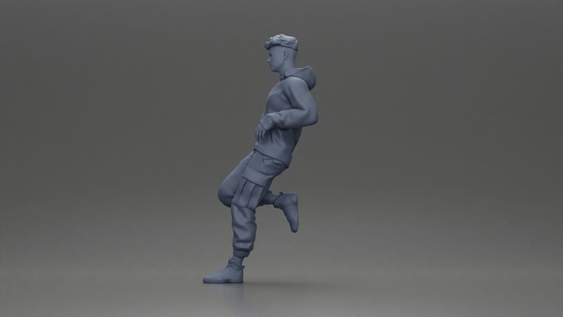 Man in Black Hoodie Casually Leaning Against a Stylish Car 3D print model_10