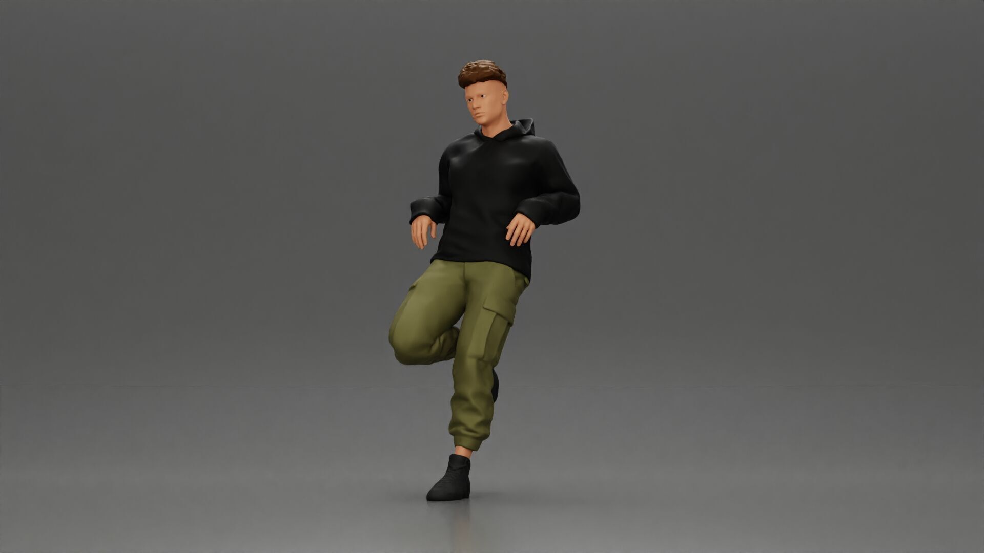 Man in Black Hoodie Casually Leaning Against a Stylish Car 3D print model_5