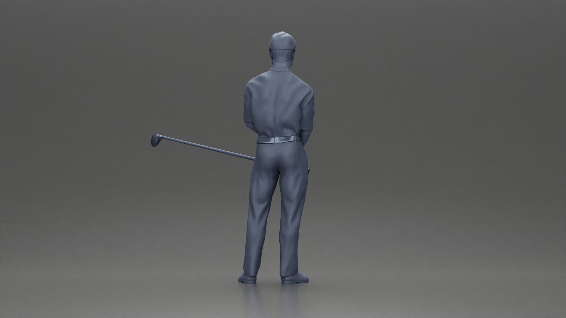 Confident golfer posing with club ready to ace the game 3D print model_10