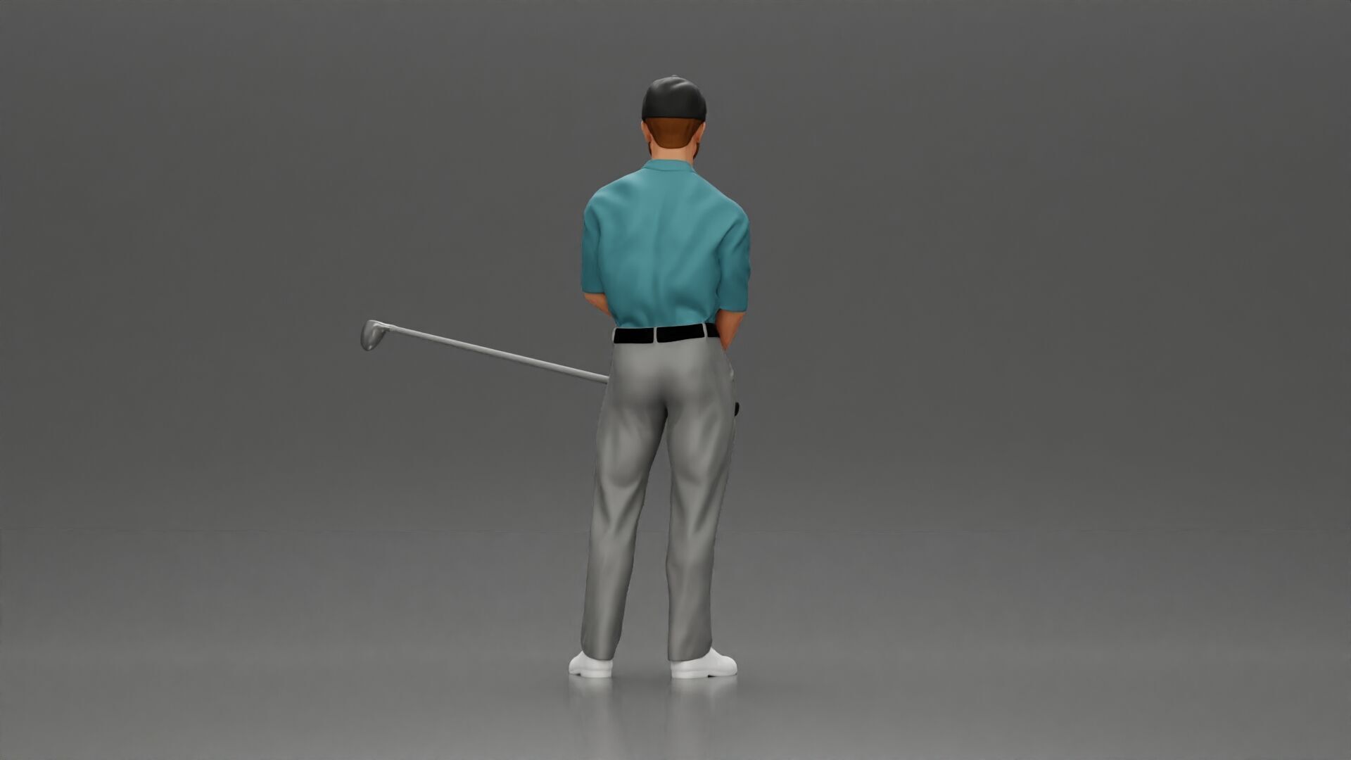 Confident golfer posing with club ready to ace the game 3D print model_4