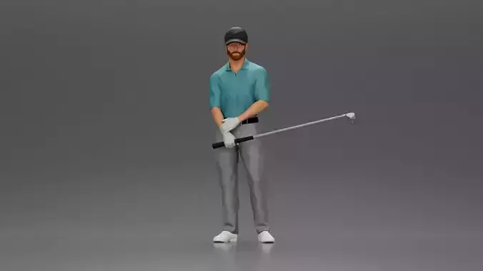 Confident golfer posing with club ready to ace the game 3D print model