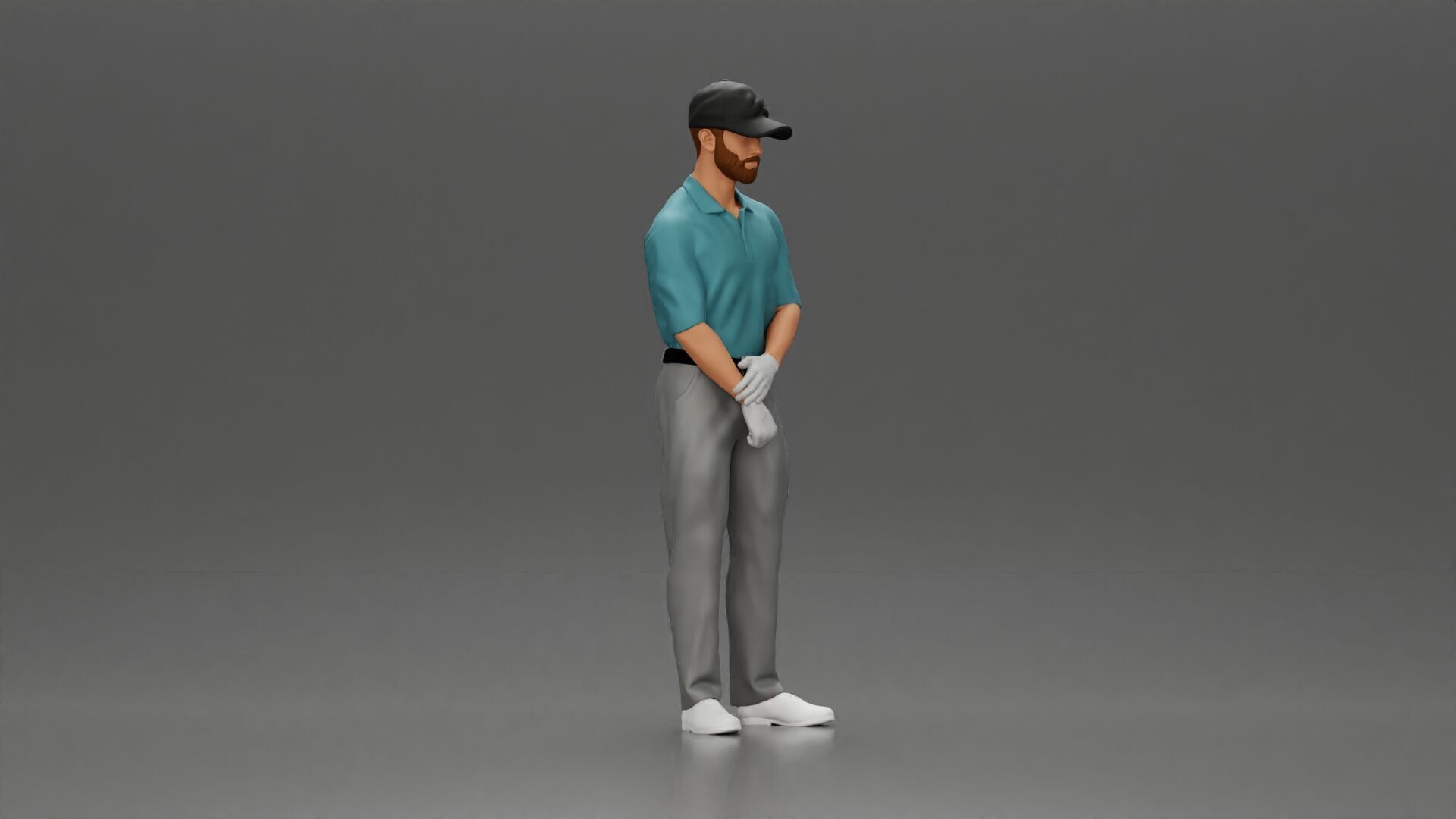 Confident golfer posing with club ready to ace the game 3D print model_13