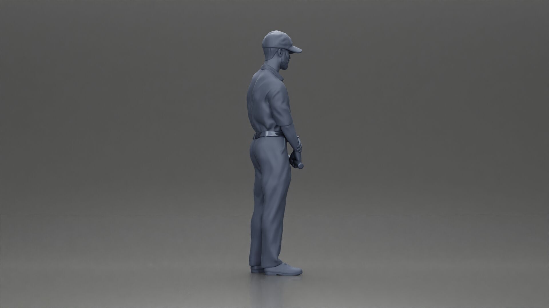 Confident golfer posing with club ready to ace the game 3D print model_9