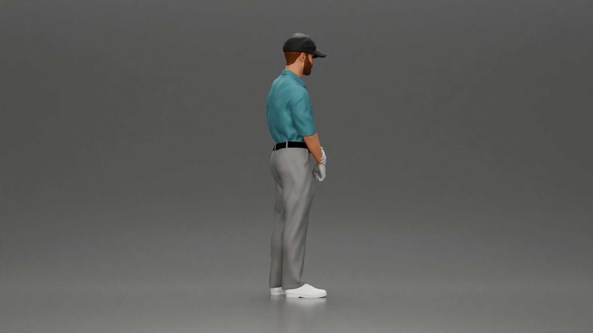 Confident golfer posing with club ready to ace the game 3D print model_14