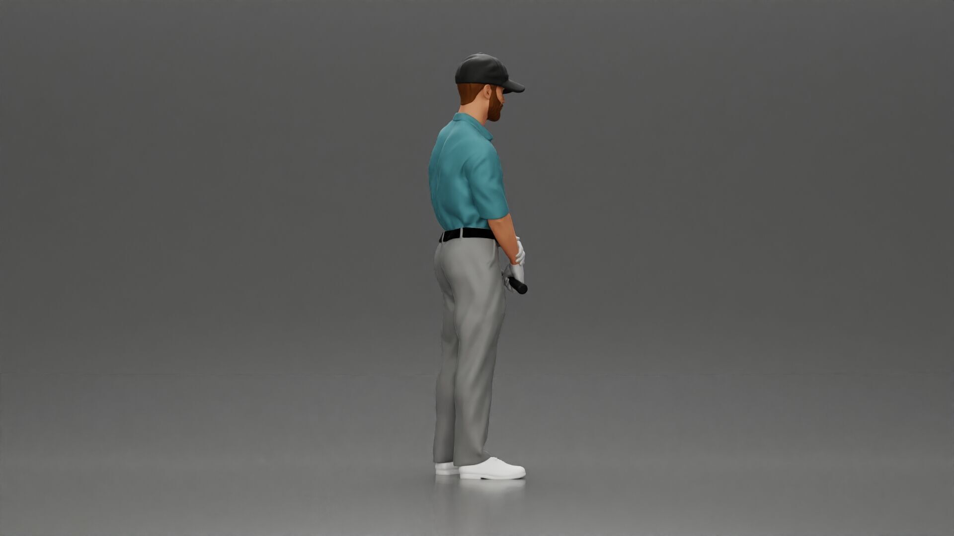 Confident golfer posing with club ready to ace the game 3D print model_3