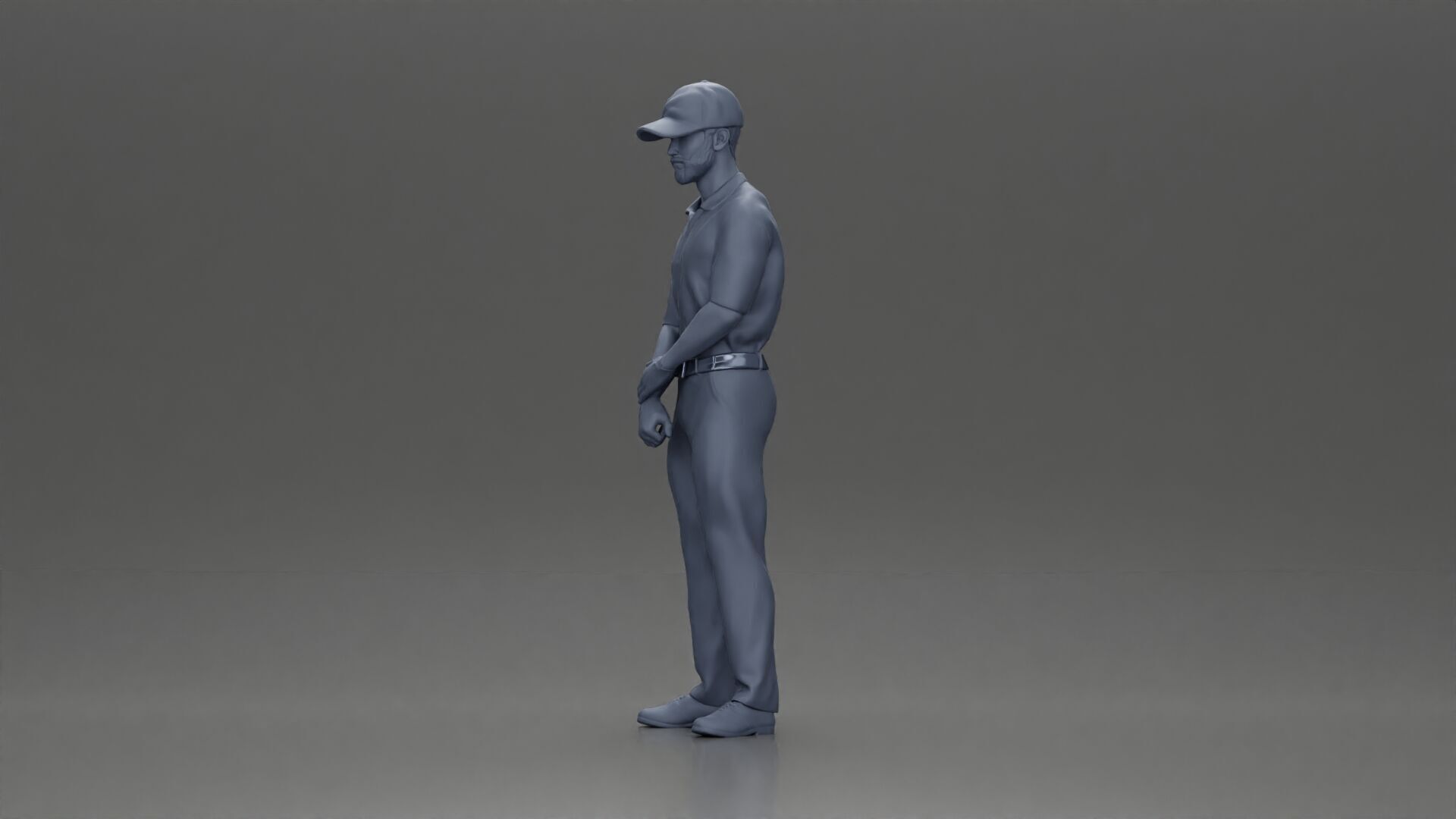 Confident golfer posing with club ready to ace the game 3D print model_23