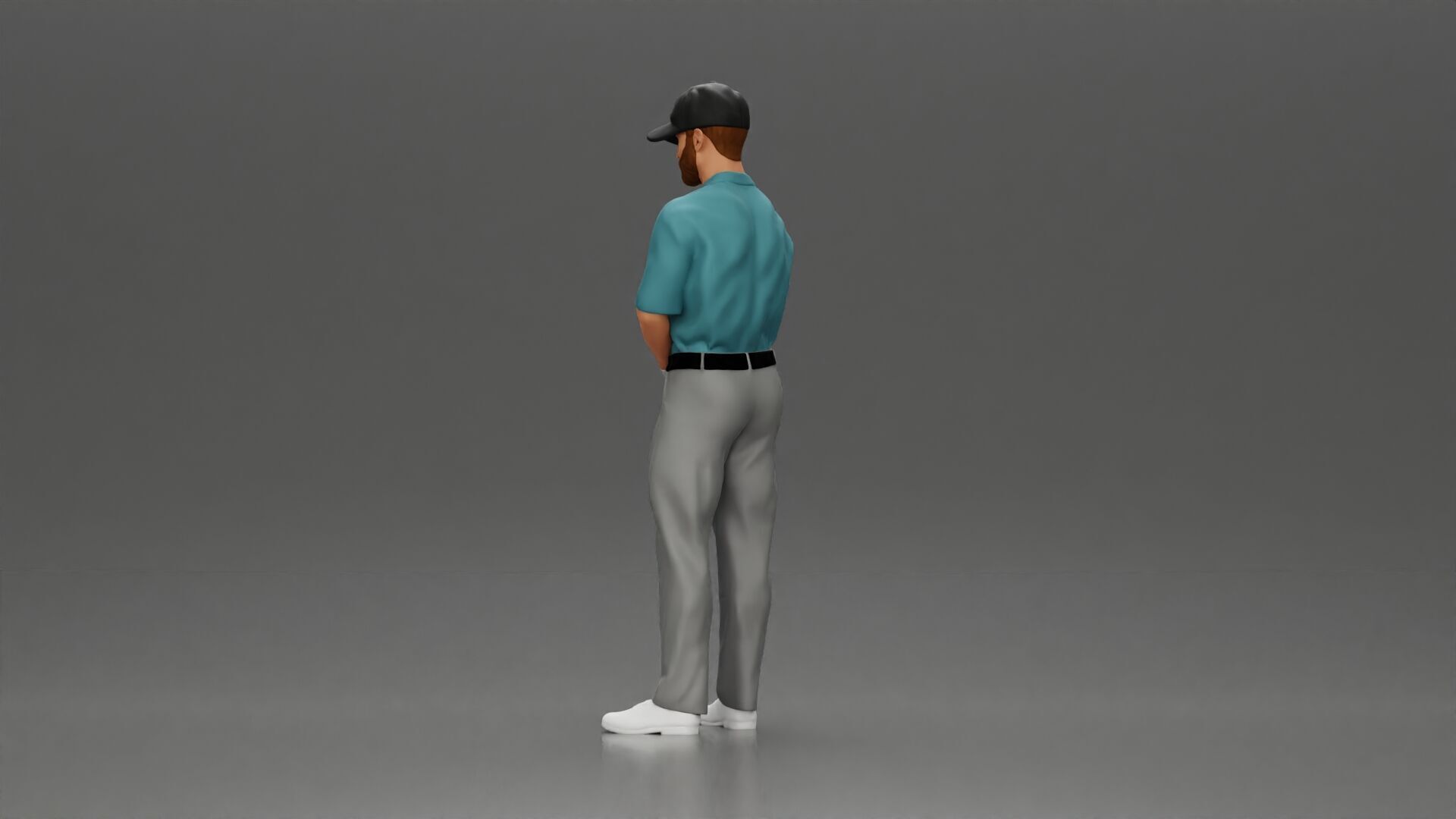 Confident golfer posing with club ready to ace the game 3D print model_16