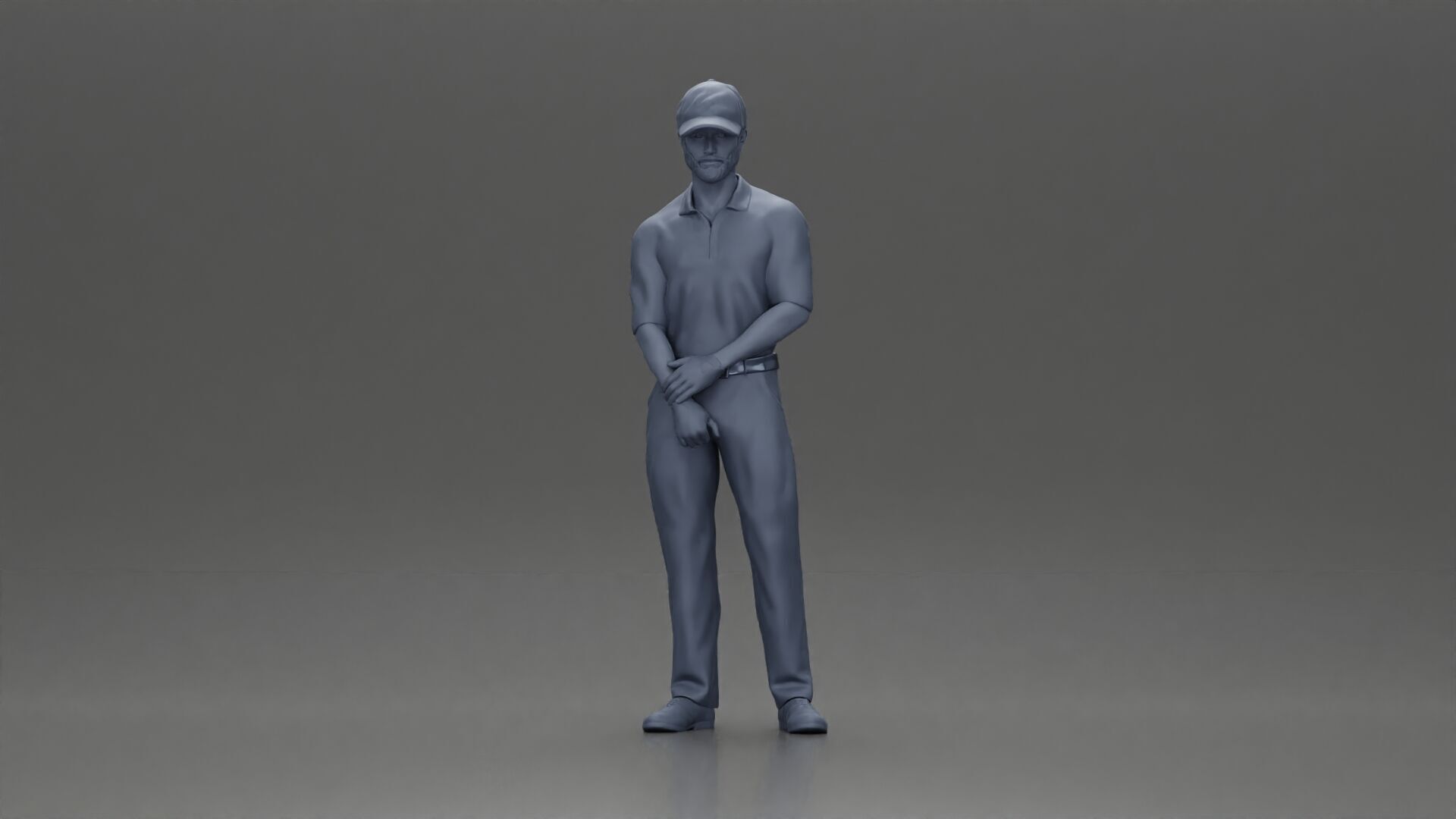 Confident golfer posing with club ready to ace the game 3D print model_18