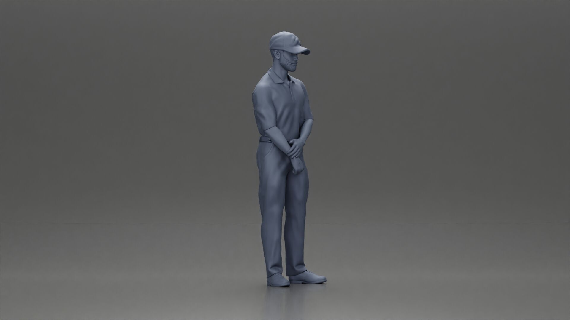 Confident golfer posing with club ready to ace the game 3D print model_19