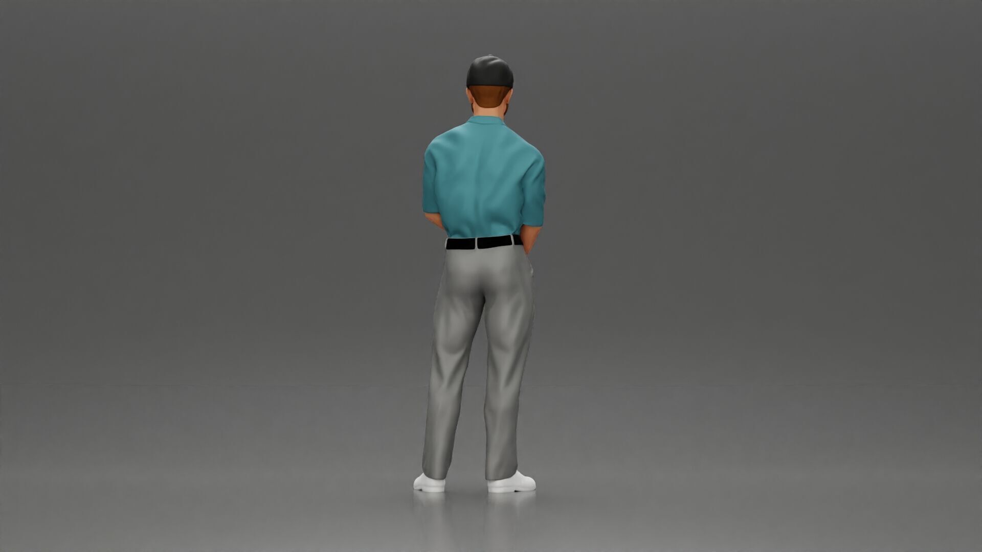 Confident golfer posing with club ready to ace the game 3D print model_15