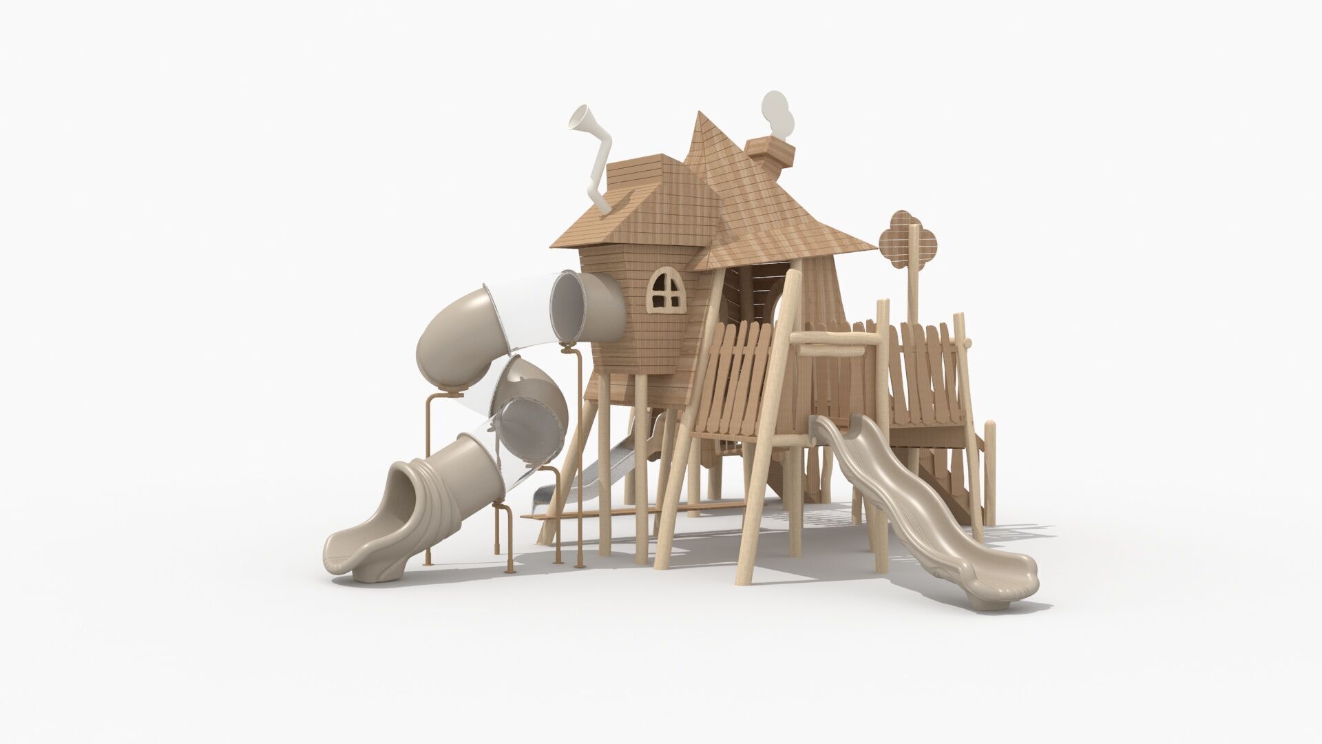 Cabin themed amusement park 3D model_3