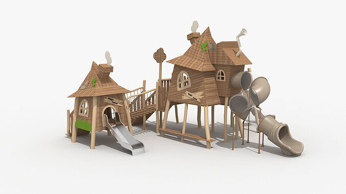 Cabin themed amusement park 3D model