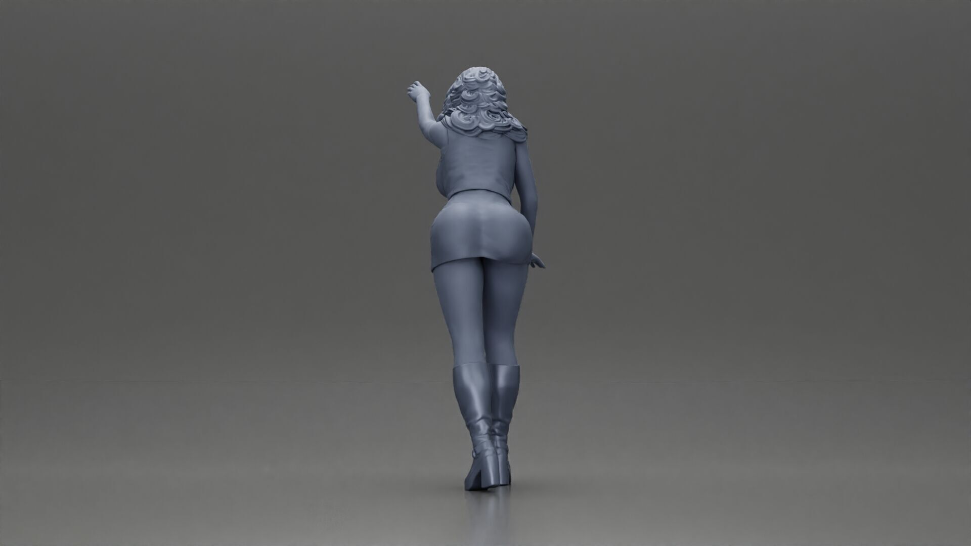 Woman in mini skirt Checking Under the Hood of a Sleek Car 3D print model_18