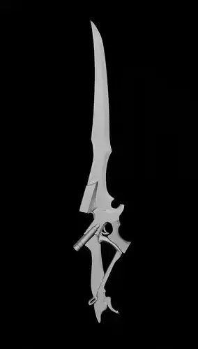 Simple lowpoly fantasy sword modeling