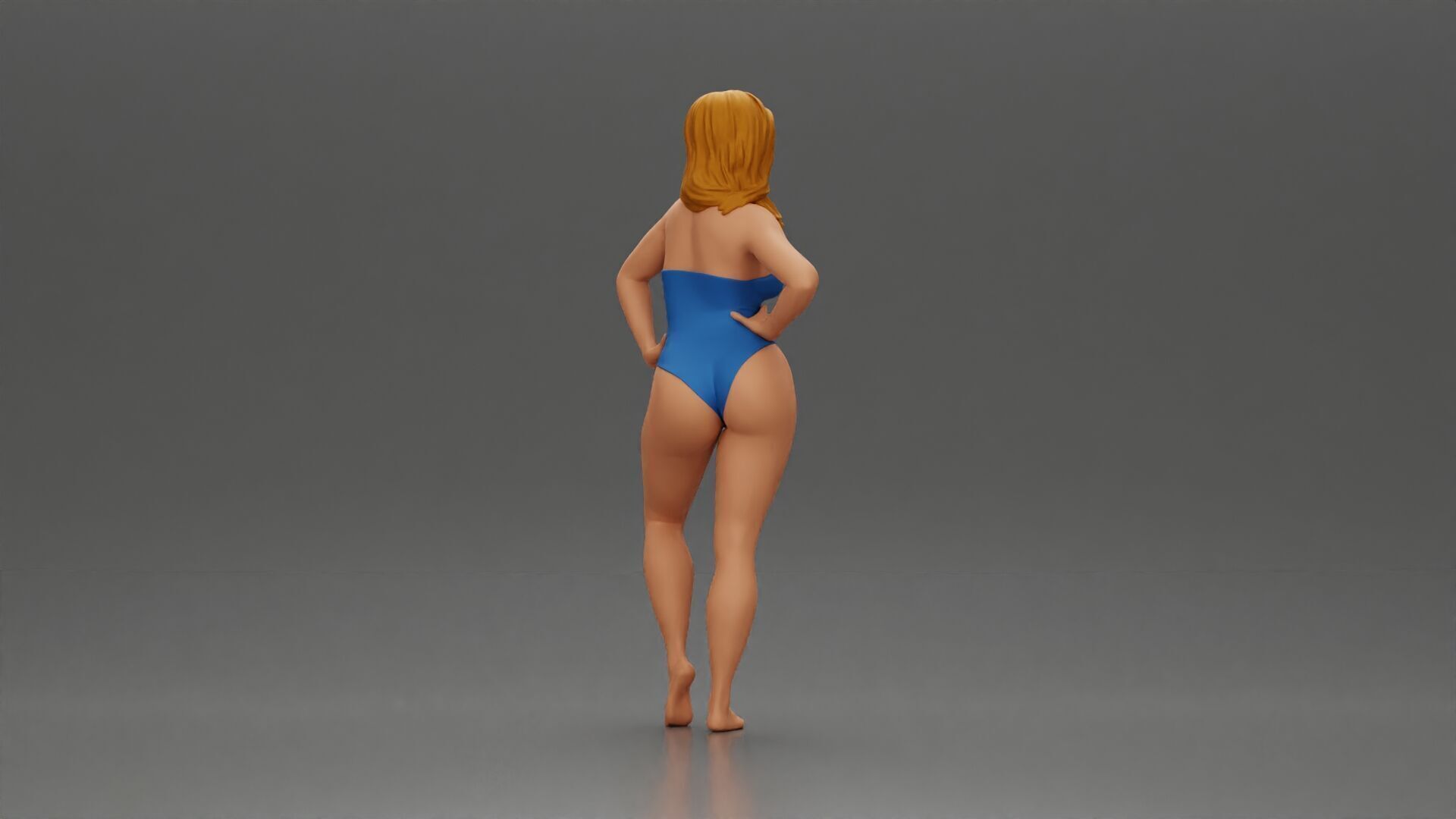 Elegant pose in blue swimsuit showcasing confidence and grace 3D print model_2