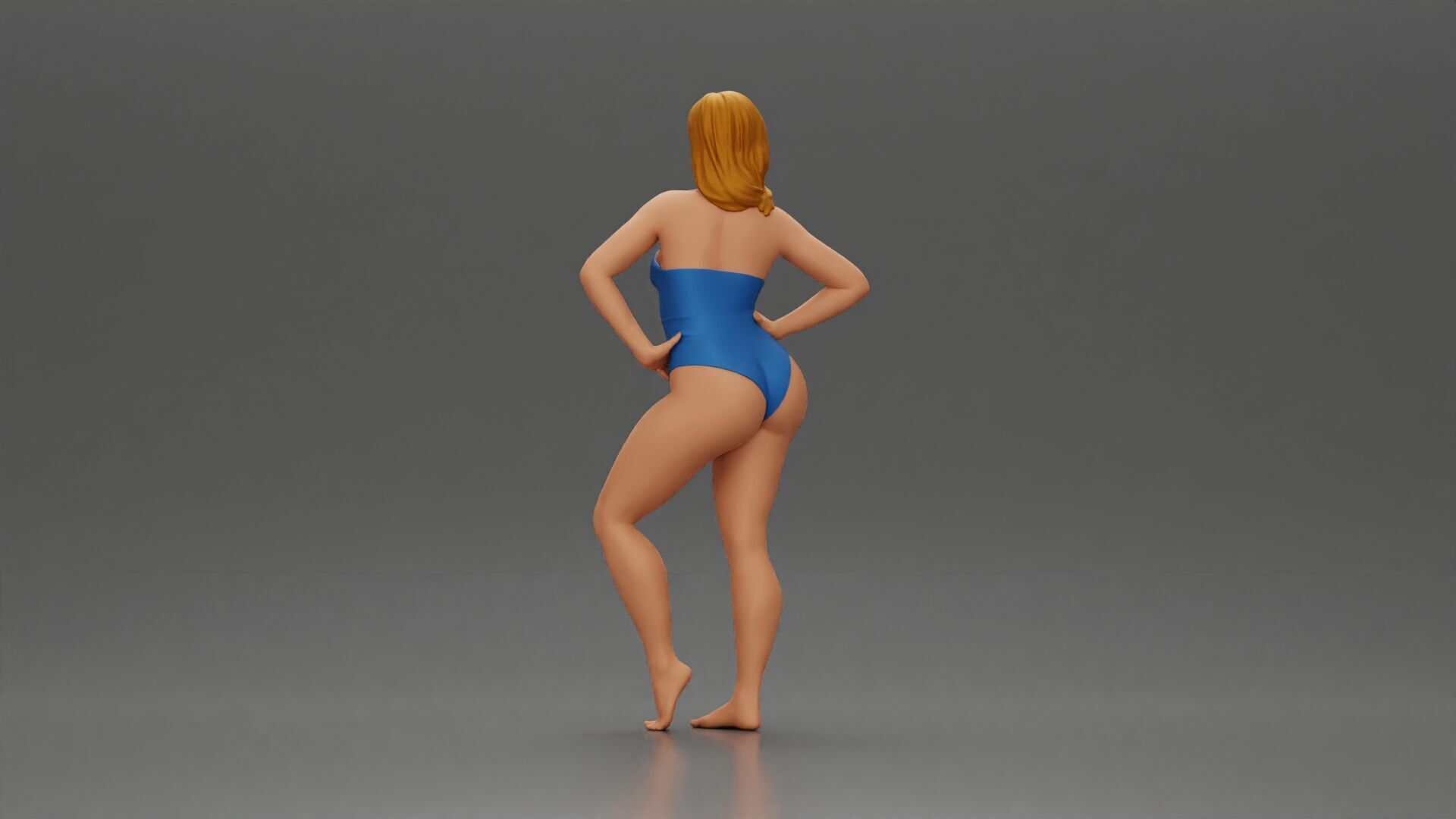 Elegant pose in blue swimsuit showcasing confidence and grace 3D print model_3