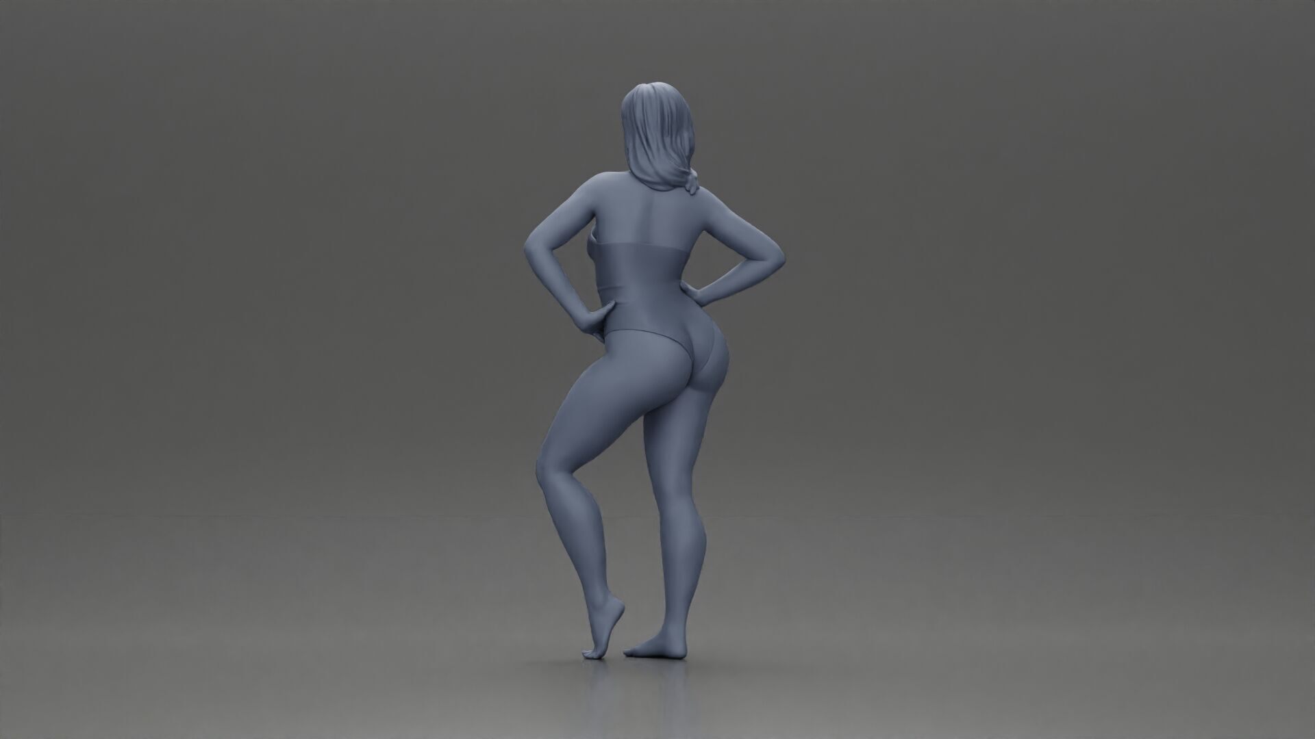 Elegant pose in blue swimsuit showcasing confidence and grace 3D print model_9