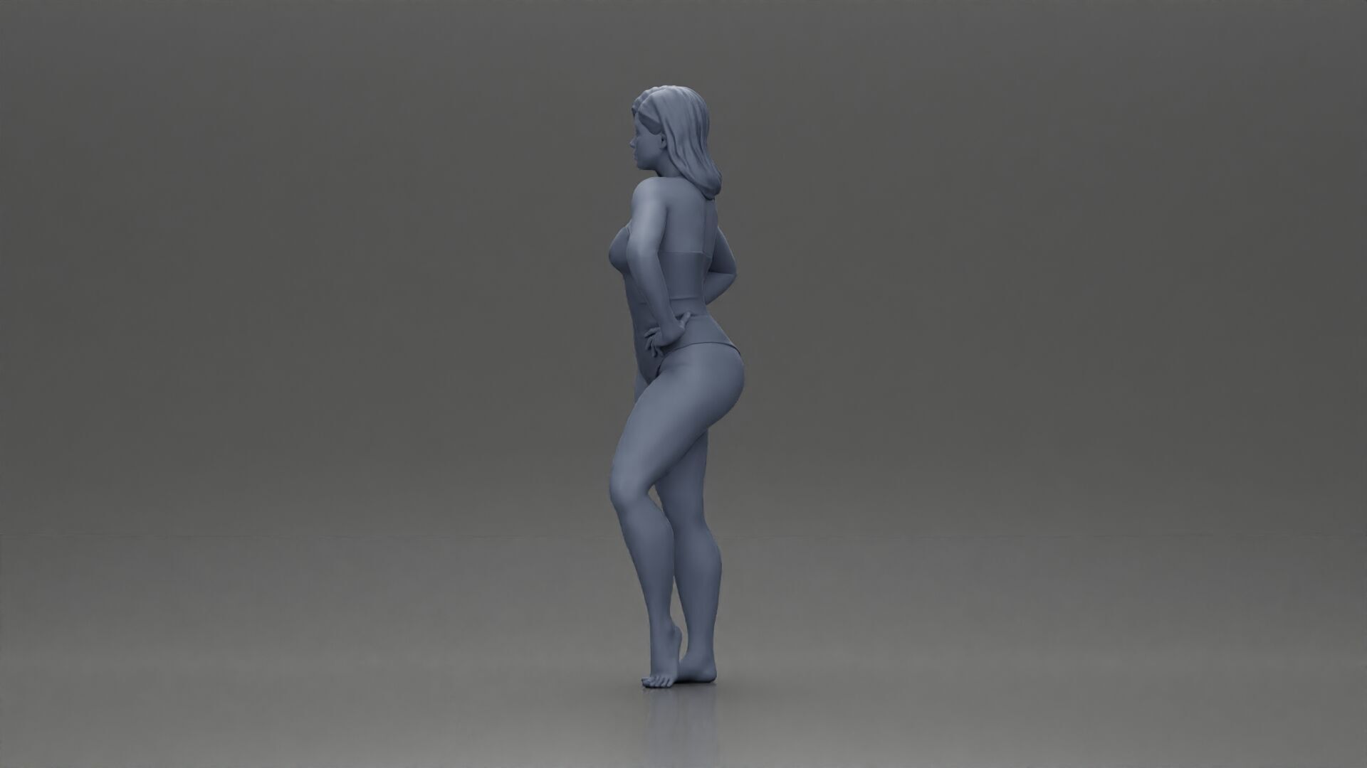Elegant pose in blue swimsuit showcasing confidence and grace 3D print model_10