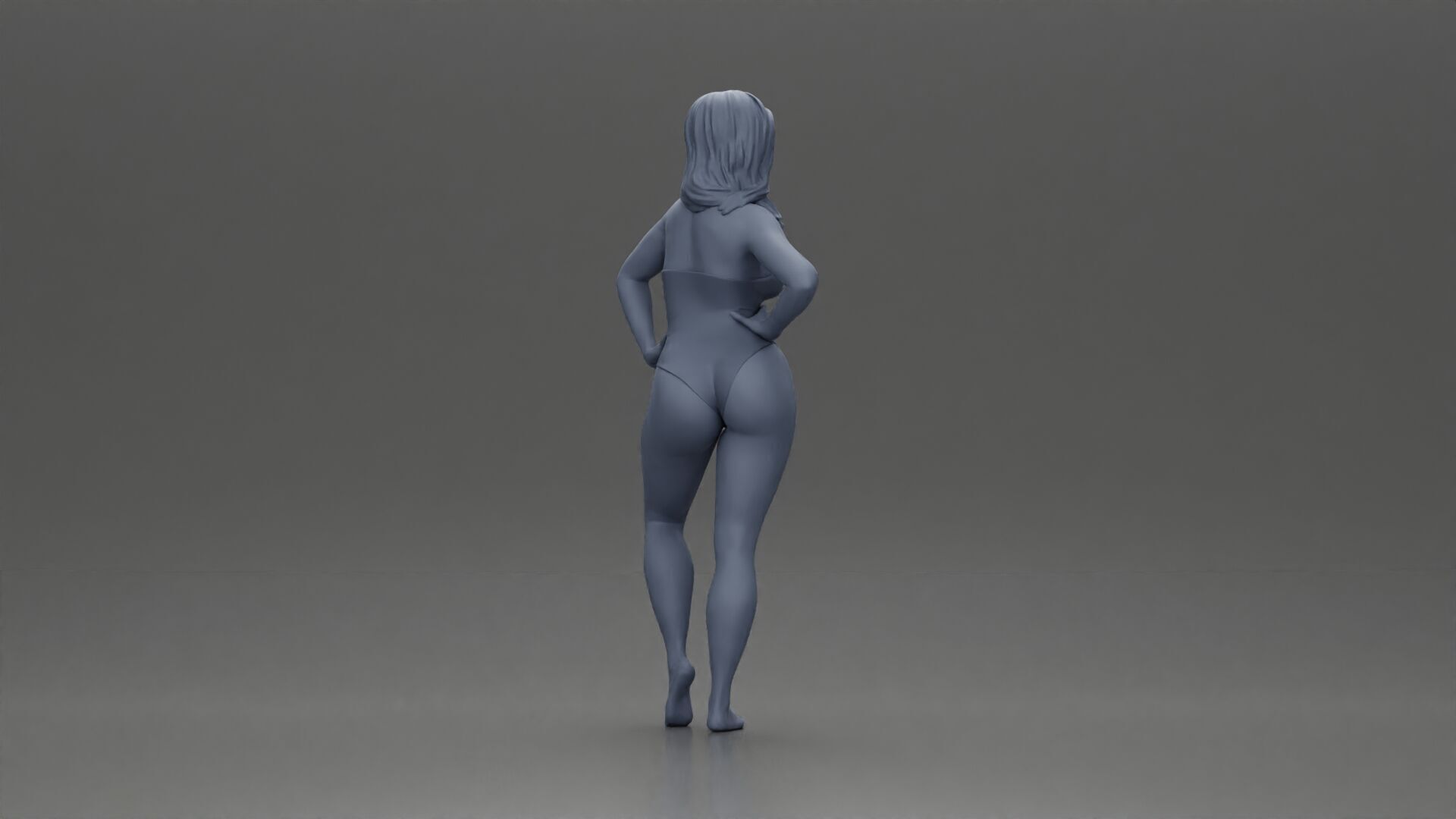 Elegant pose in blue swimsuit showcasing confidence and grace 3D print model_8