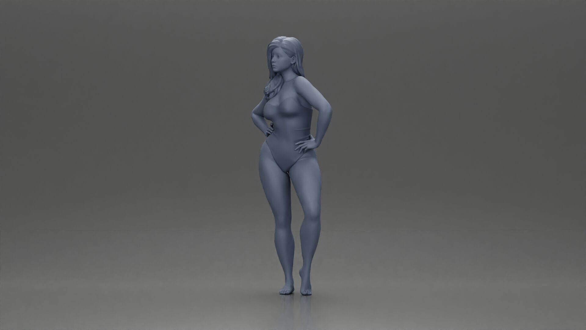 Elegant pose in blue swimsuit showcasing confidence and grace 3D print model_11