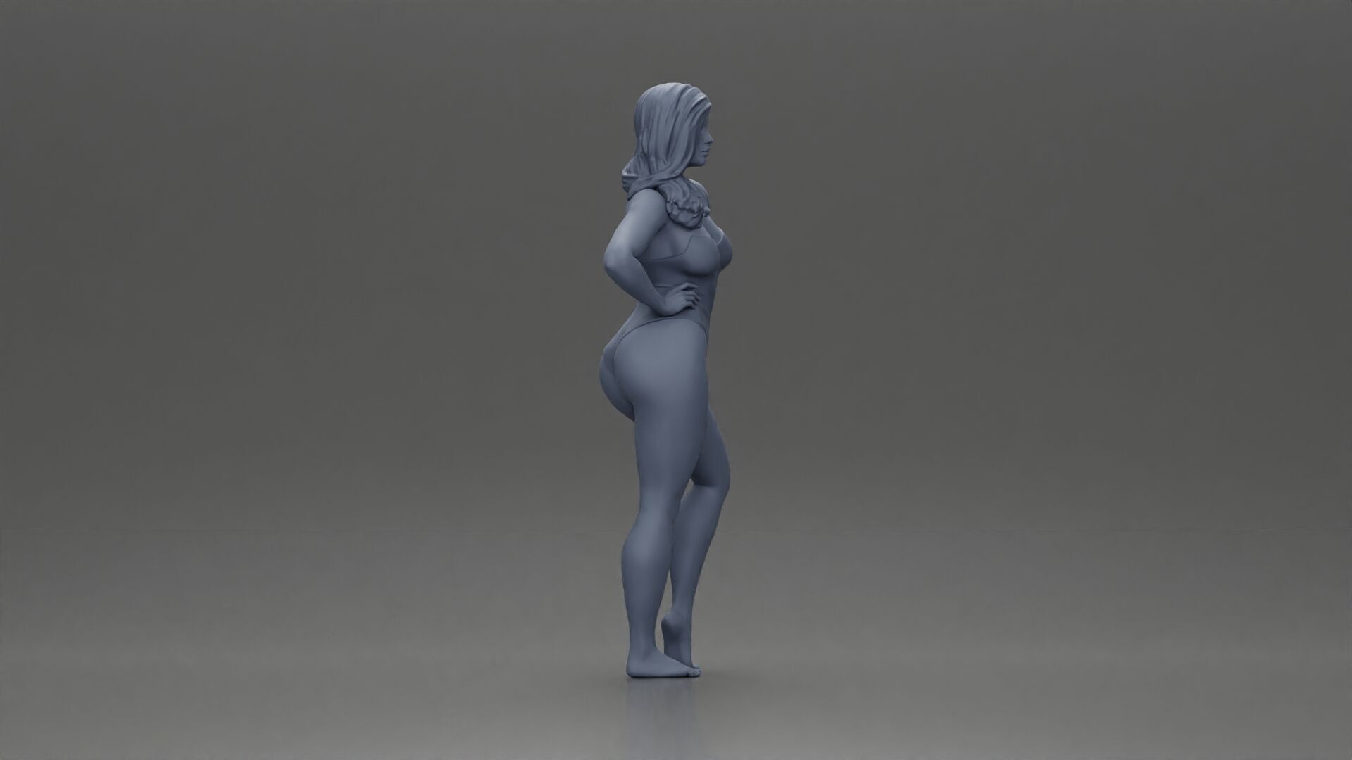 Elegant pose in blue swimsuit showcasing confidence and grace 3D print model_7