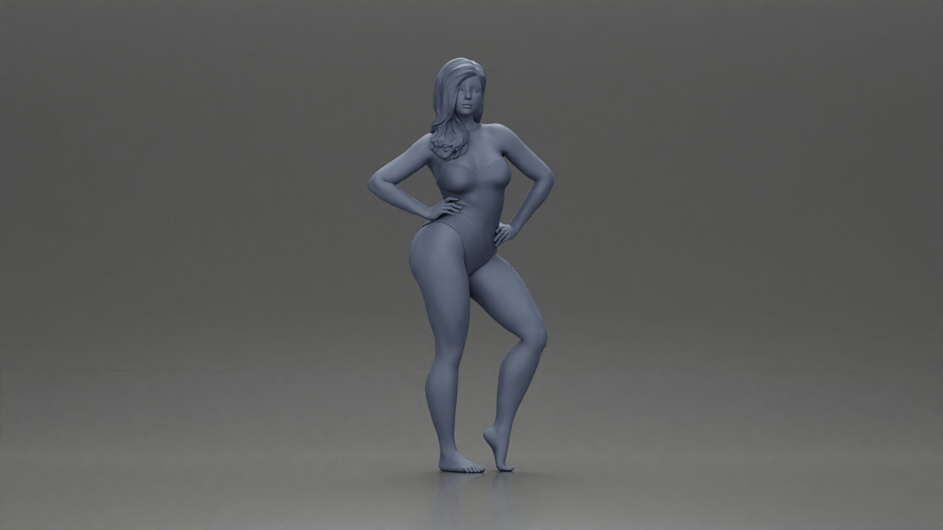 Elegant pose in blue swimsuit showcasing confidence and grace 3D print model_6