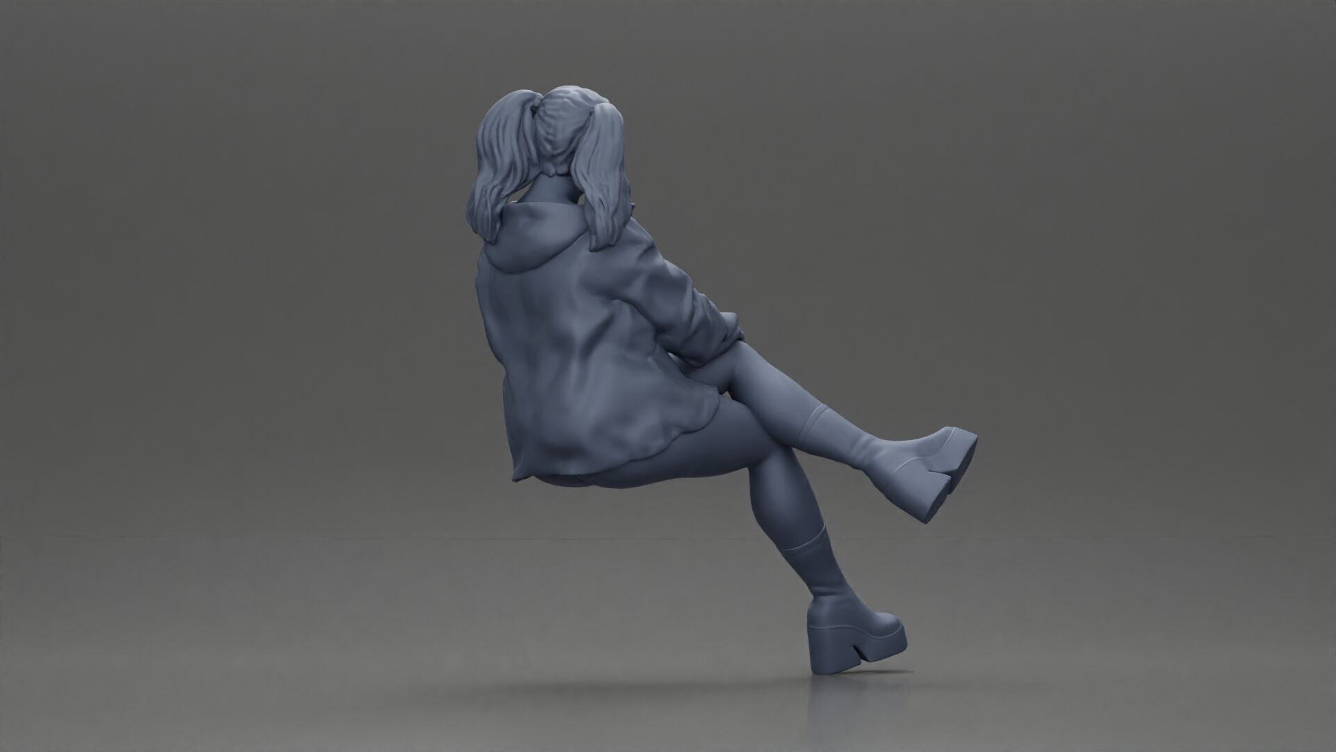 Stylish Woman in Blue Jacket Relaxing with Confident Poise 3D print model_9