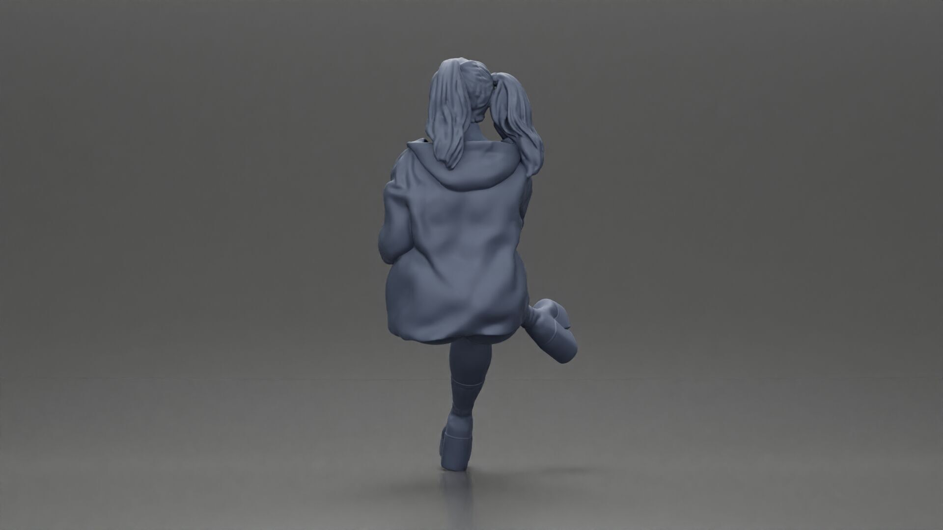 Stylish Woman in Blue Jacket Relaxing with Confident Poise 3D print model_10