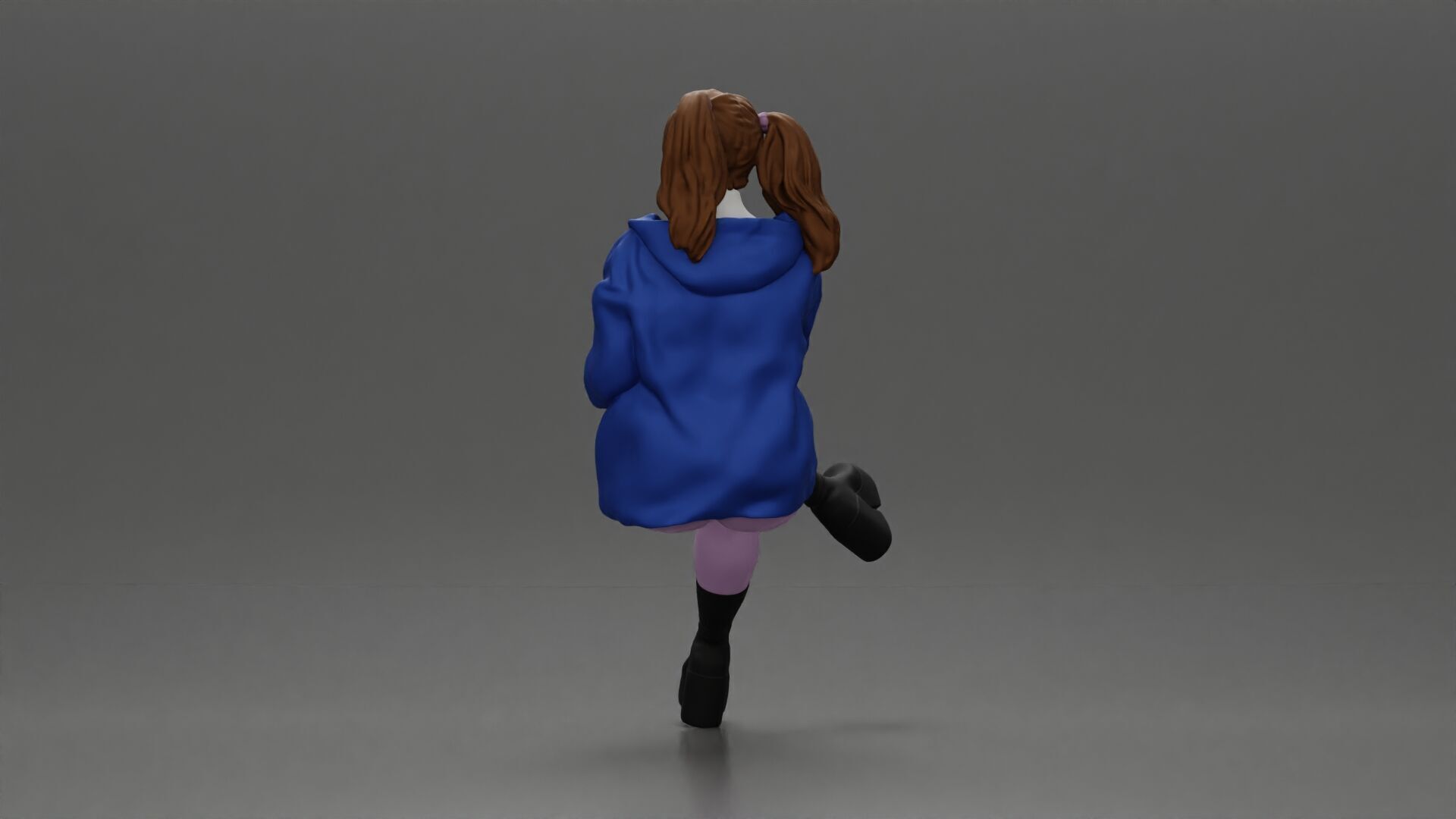 Stylish Woman in Blue Jacket Relaxing with Confident Poise 3D print model_4