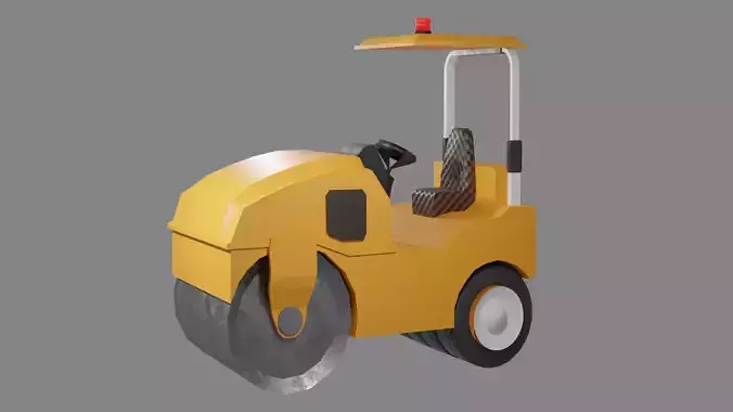 Low-Poly Steamroller with Modular Design  Low-poly 3D model