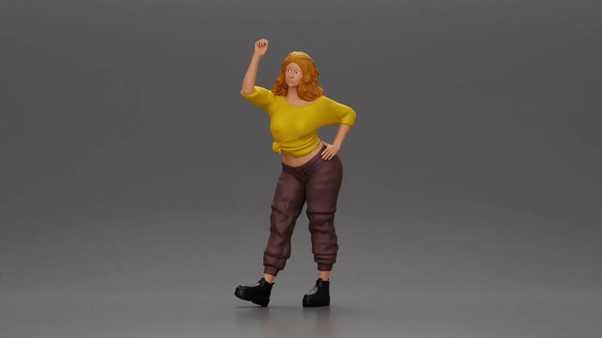 woman confidently striking a pose in casual stylish attire 3D print model