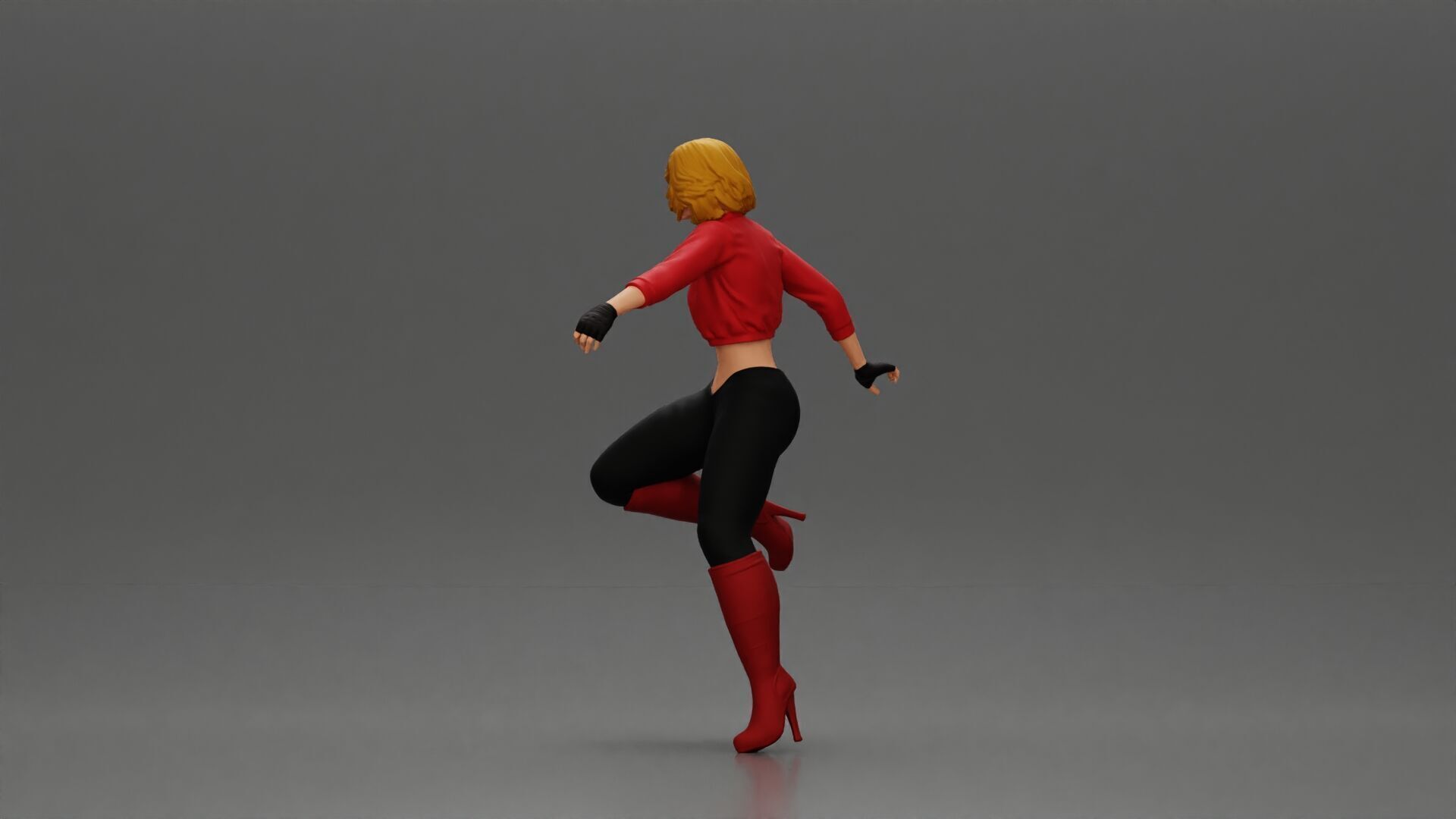 Stylish Rider on Sleek Black Motorcycle with Red Accents 3D print model_16