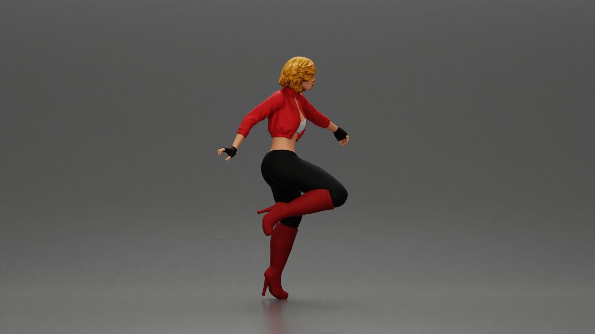 Stylish Rider on Sleek Black Motorcycle with Red Accents 3D print model_13